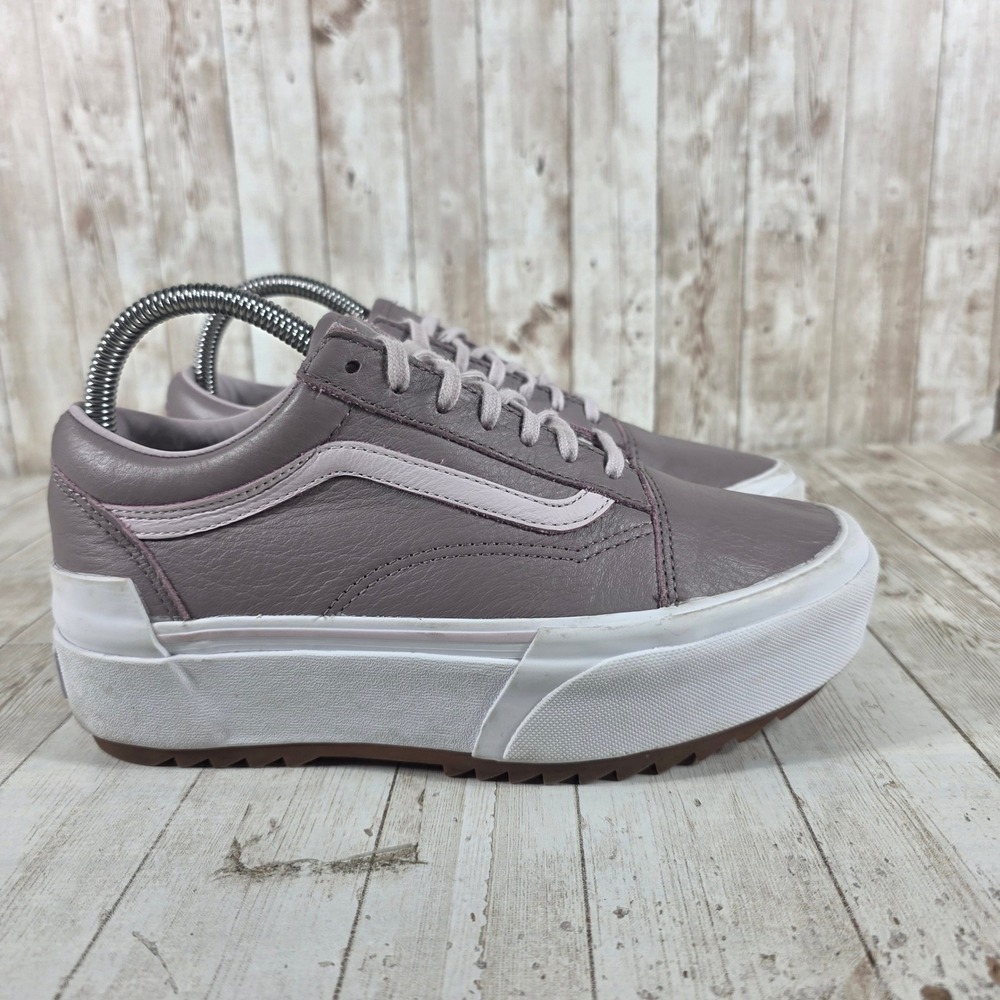 Vans Old Skool Stacked Plum Leather Platform Sneakers Womens 7.5 Mens 6‎